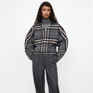 Toteme Double Wool Cashmere Pullover Grey Plaid Rennes